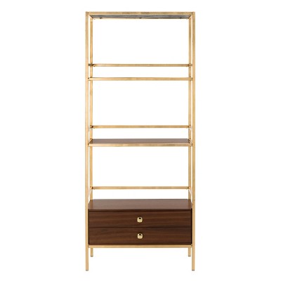 Mateo 4 Tier 1 Drawer Etagere Walnut - Safavieh