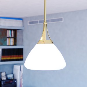 VAXCEL Dayna 1L White and Brass Contemporary Pendant Light with Metal Shade - 1 of 4