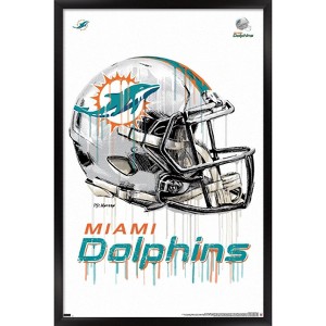 Trends International NFL Miami Dolphins - Drip Helmet 20 Framed Wall Poster Prints - 1 of 4