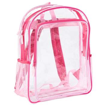 RALME Pink Clear Backpack for School, 16 inch Stadium Approved Transparent Bag