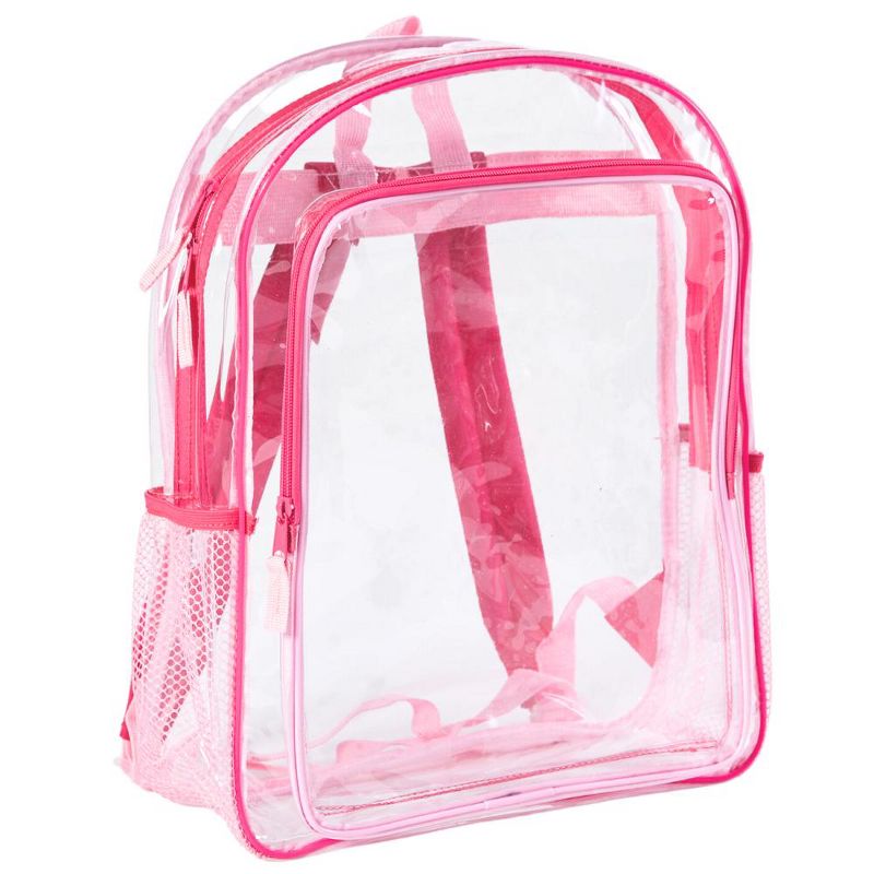 RALME Pink Clear Backpack for School, 16 inch Stadium Approved Transparent Bag, 1 of 8