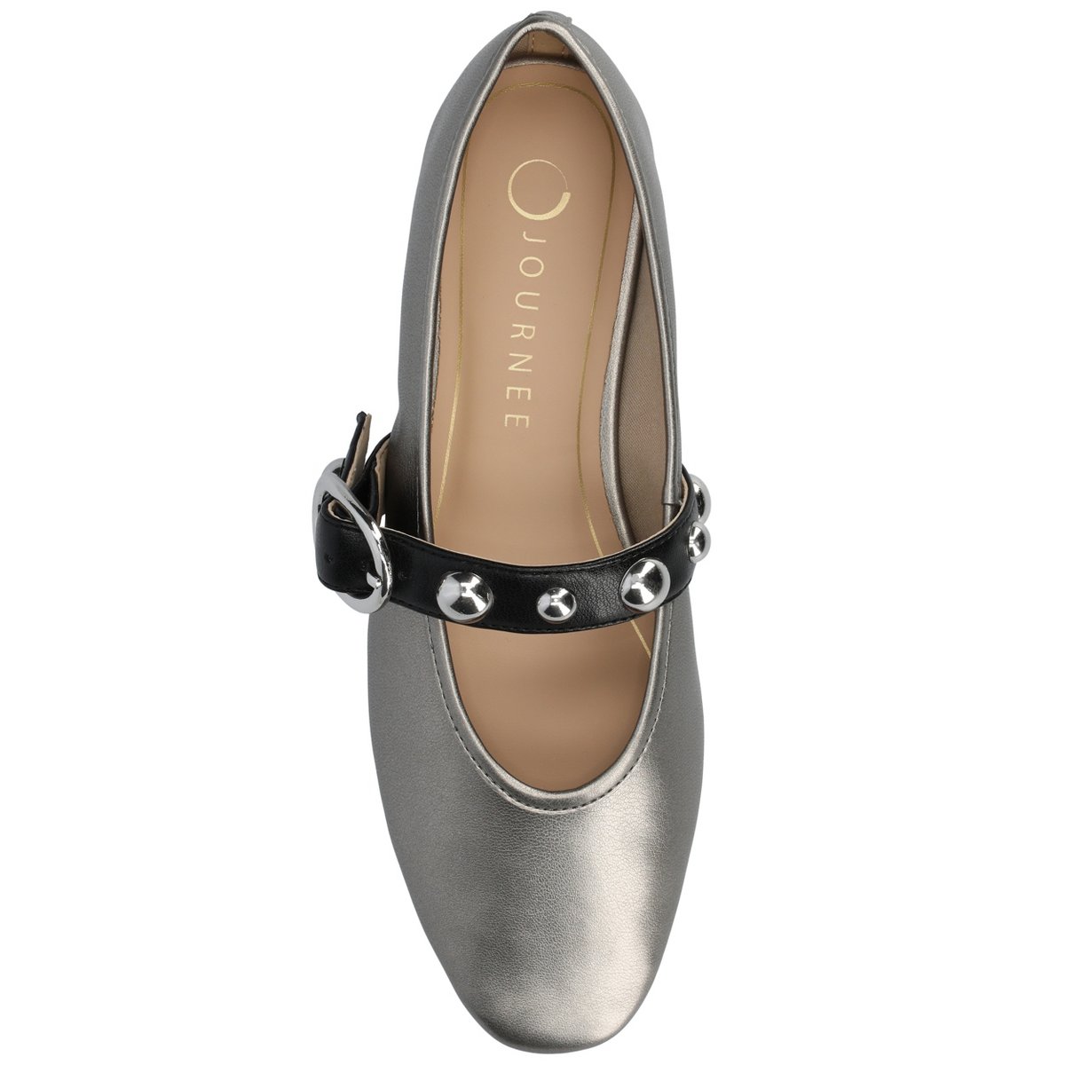 Обувь Journee Collection Journee Women's Naveah Studded Ballet Flats, Pewter 9 — фото 4