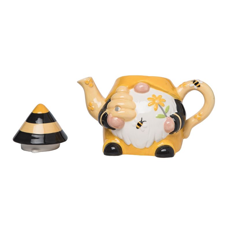 Transpac Ceramic 8 in. Yellow Spring Gnome Tea Pot, 3 of 4