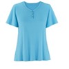 Collections Etc Super Soft V-Neck Henley Short Sleeve Pajama Top - 4 of 4