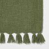 90" x 20" Cotton Textured Table Runner Green - Threshold™: Traditional Solid Fall Decor, Machine Washable - 3 of 3