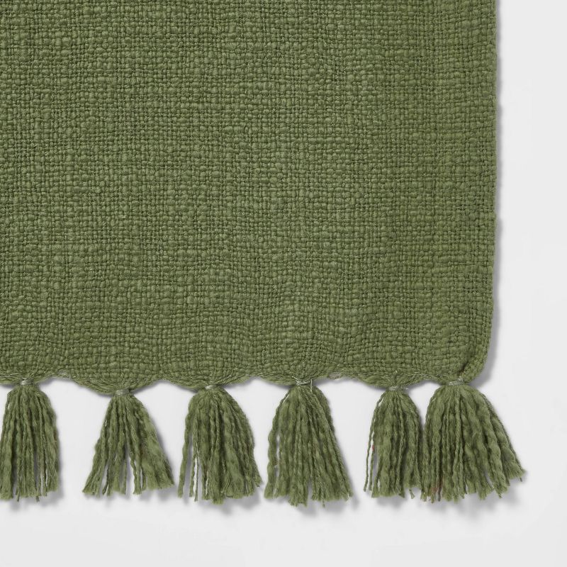 90&#34; x 20&#34; Cotton Textured Table Runner Green - Threshold&#8482;, 4 of 5