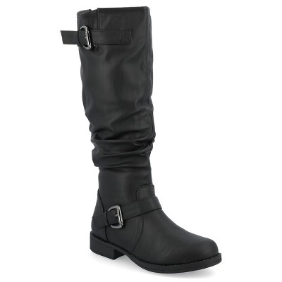 Journee Collection Womens Stormy Stacked Heel Riding Boots Black 8 : Target