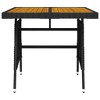 vidaXL Patio Table, Black 27.6"x27.6"x28.3" Poly Rattan & Solid Acacia Wood - 3 of 4