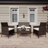 Acekool 4-Piece Outdoor Patio Furniture Set – Wicker Rattan Conversation Set with 2 Chairs, Loveseat & Glass Coffee Table - 3 of 4
