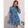 INSPIRE CHIC Women's Floral Long Sleeve Mock Neck Ruffle Layered Smocked Mini Dress - 2 of 4