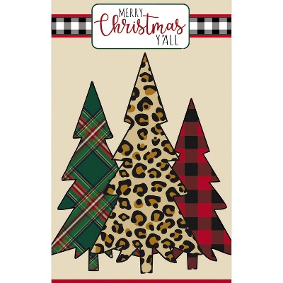 Evergreen Mixed Print Christmas Trees Garden Applique Flag