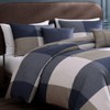 Bebejan Checkered Navy Tan 100% Cotton 5 Piece Reversible Comforter Set - 2 of 4