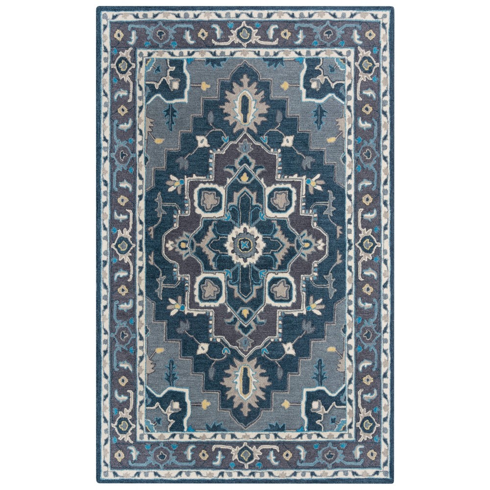  5' x 7'6" Rizzy Rugs Conley Area Rug A01103 Gray Scrolls Bulbs Rectangle