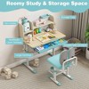 Tangkula Blue Kids Desk & Chair Set Height Adjustable Children School Study Table & Chair - 2 of 4