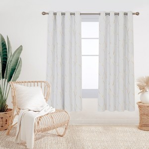 Deconovo Gold Line 52 Width Curtain Panel Pair (2 Panel) - 1 of 4