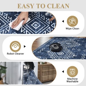 Faux Wool Modern Bohemian  Printed Area Rug Low Pile Non Slip Non Shedding Pet Friendly Machine Washable Carpet Perfect for Home Decoration - 1 of 4