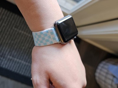 Brown LV Pattern Extra Wide Elastic Apple Watch Band - Hand