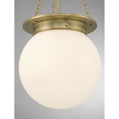 Elegant Globe 3-Light Pendant in Warm Brass with White Opal Glass