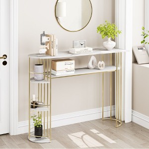 Garvee Console Table Gold Sofa Tables Narrow Entryway Table with Storage and Shelves for Living Room, Foyer, Bedroom - 1 of 4