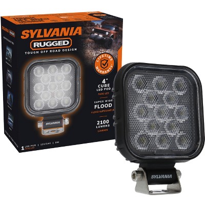 SYLVANIA - Rugged 4 Inch Cube LED Light Pod - Lifetime Limited Warranty - 2100 Raw Lumens, Off Road Driving, Truck, Car, Boat, ATV, SUV, 4x4 (1 PC)