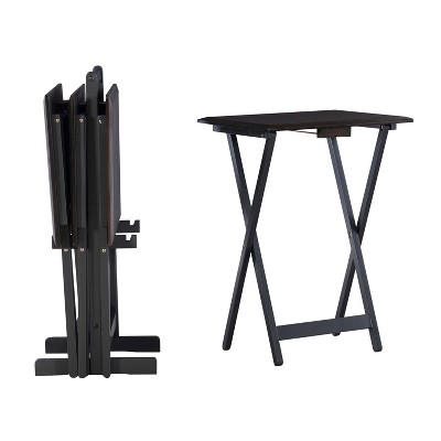 Marlowe Classic Gray Washed Oak Veneer Tray Table Set