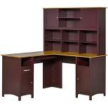 HOMCOM L-Shaped Computer Desk with Storage Shelves, Home Office Desk with Drawers and Cabinets