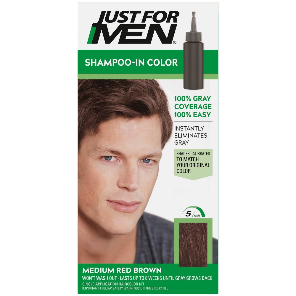 Photos - Hair Dye Just For Men Shampoo-In Color Gray Hair Coloring for Men - H27 - Medium Re