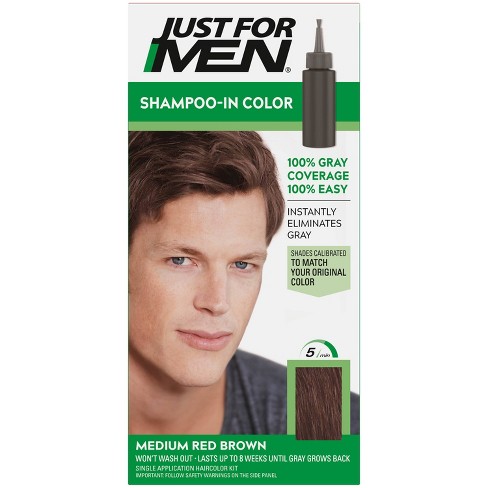 Just For Men Shampoo-in Color Gray Hair Coloring For Men - H27 - Medium Red  Brown - 1oz : Target