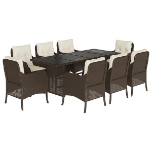 vidaXL Garden Dining Set Brown, Cream White - 1 of 4