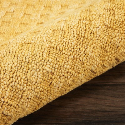Handmade Gold Rectangular Wool Area Rug 45" x 7"