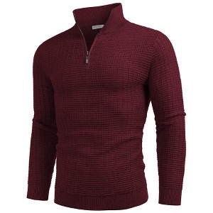 COOFANDY Men's Quarter Zip Sweaters Slim Fit Lightweight Cotton Knitted Casual Mock Neck Pullover Sweaters - 1 of 4