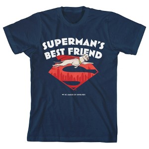 Bioworld DC League of Super Pets Superman's Best Friend Youth Navy Blue Graphic Tee - 1 of 1