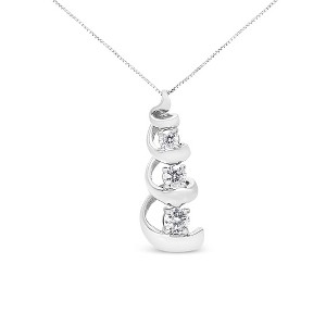 Haus of Brilliance Silver 1/4 cttw Diamond Swirl Shape Pendant Necklace - 1 of 4