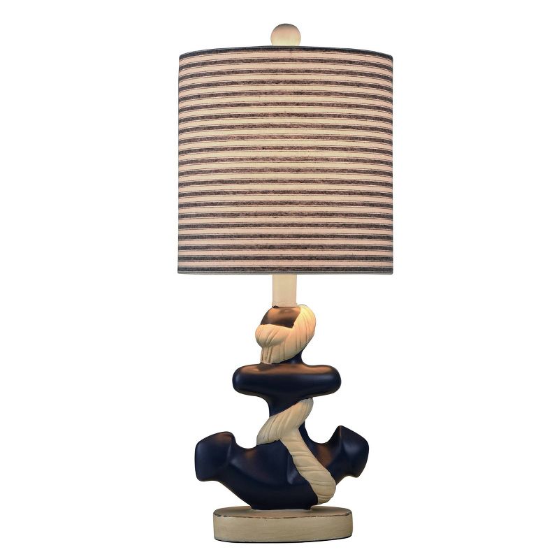 Montauk Molded Nautical Anchor Table Lamp with Fabric Shade Navy Blue/White - StyleCraft, 3 of 9