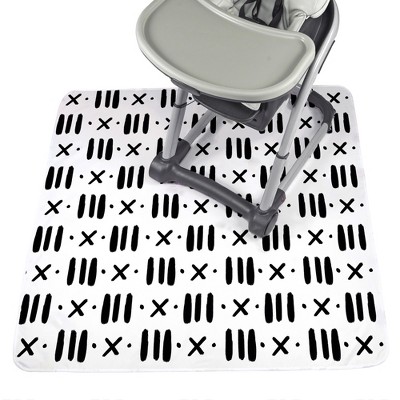 Image of JumpOff Jo - Splat Mat - Waterproof and Washable, for Booster Seat, Tabletop, Carpet - Protection from Spills, Indoor-Outdoor - 51 x 51, Black White
