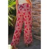 Amaryllis Women’s High Waist Wide Leg Trousers Ornate Paisley Print Lightweight Button Front Flowy Resort Pants - 4 of 4