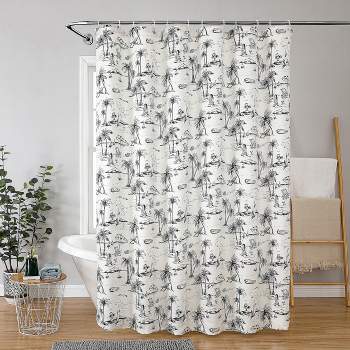 Kate Aurora Maui Tropical Living Sailboats Woven Jacquard Fabric Shower Curtain - 72 in. Wide x 72 in. Long