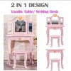 Kids Vanity Table & Stool Set, Mirror and Stool, Storage Drawer, Wooden Princess Makeup Dressing Table, Makeup Dressing Table for Girls - 4 of 4