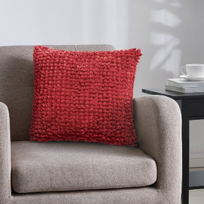 16"x 16" Noodle Textured Lurex Square Throw Pillow Red - VCNY Home: Polyester Fill, Microfiber, Indoor Use