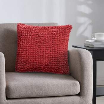 16"x 16" Noodle Textured Lurex Square Throw Pillow Red - VCNY Home