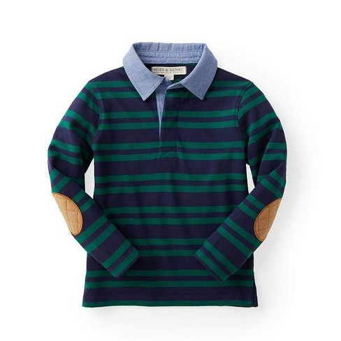 Hope & Henry Boys' Long Sleeve Rugby Shirt (green And Blue Stripes, 12 ...