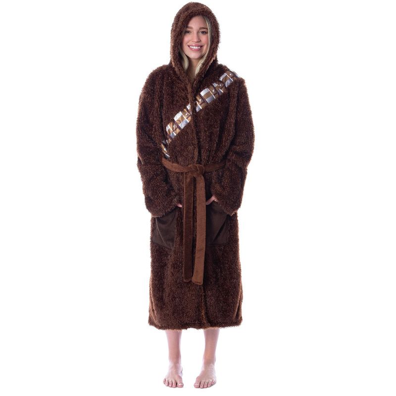 Star Wars Adult Unisex Chewbacca Costume Plush Fleece Robe Bathrobe Brown, 5 of 6