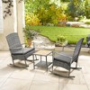 Outsunny 3 Pieces Outdoor PE Rattan Rocking Chair Set, Patio Wicker Recliner Rocker Chair with Soft Cushion & Nature Wood Top Coffee Table, for Garden Backyard Porch - 2 of 4