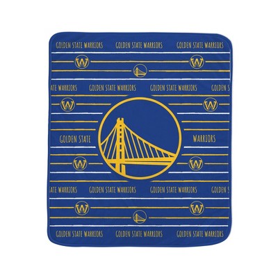 NBA Golden State Warriors Logo Stripe Binding Edge Flannel Fleece Blanket