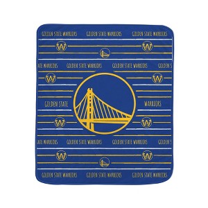 NBA Golden State Warriors Logo Stripe Binding Edge Flannel Fleece Blanket - 1 of 1