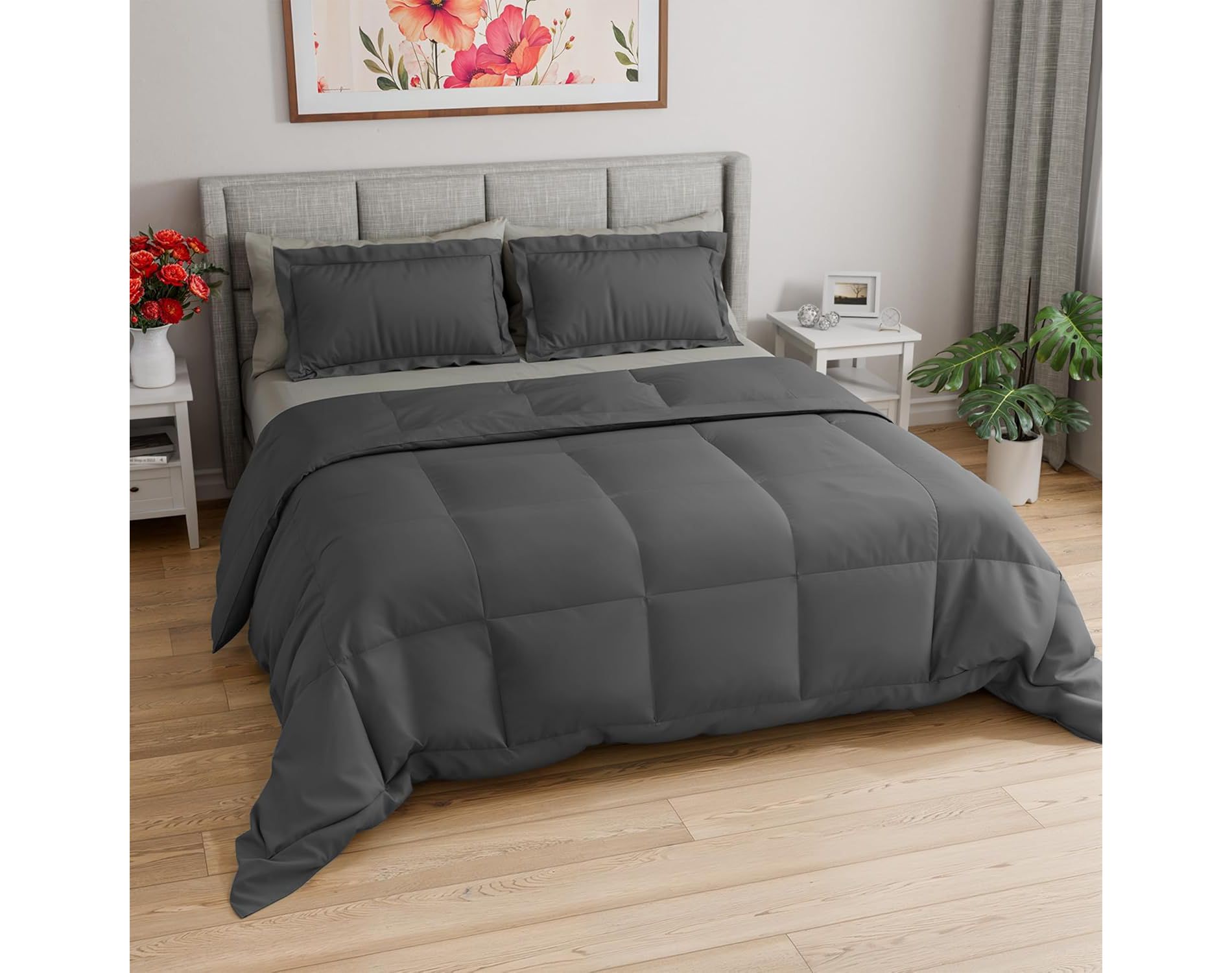 Premium 3 Piece Comforter Set - Soft Quilted Comforter with 2 Soft Pillow Shams - CGK Linens