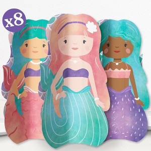Big Dot of Happiness 8 Count Mermaid Characters 3D Centerpiece Table Decorations, Freestanding Mermaid Centerpieces for Girls' Birthday Party Decor - 1 of 4