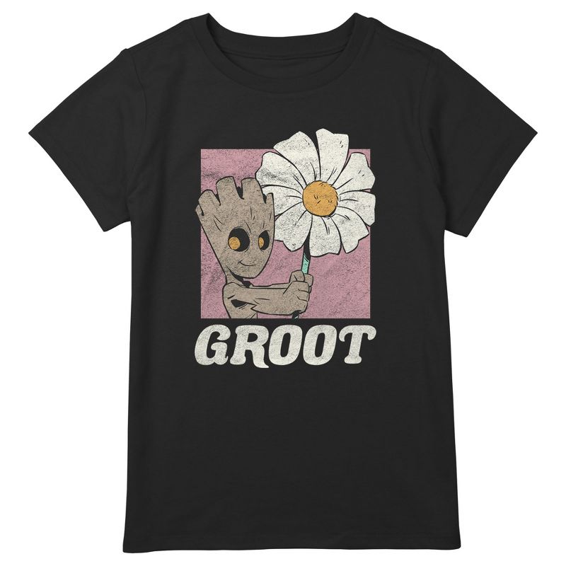 Girl's Guardians of the Galaxy Groot and Flower Portrait T-Shirt, 1 of 4