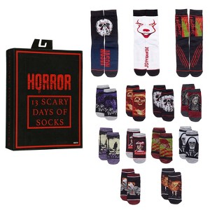 Horror Movies 13 Scary Days Of Socks Advent Adult Ankles And Crews Gift Box Set 13 Pairs Multicolored - 1 of 4