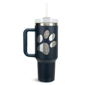 Elanze Designs Duo Diamond Puppy Dog Pawprint 40 oz. Stainless Steel, Large Water Bottle Coffee Mug, Spill & Leak Resistant, Thermal Travel Tumbler - 1 of 1
